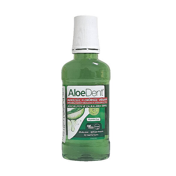 AloeDent Alkolsüz Florürsüz Vegan Ağız Hijyen Çalkalama Suyu 250 ml - 1