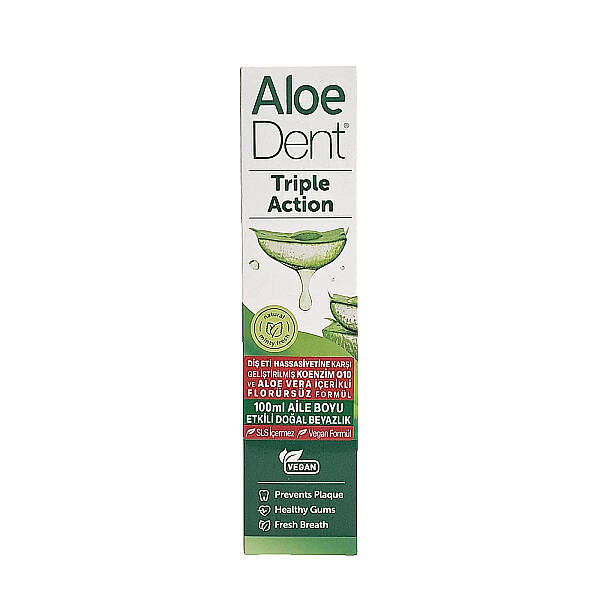 AloeDent Diş Eti Hassasiyetine Karşı Geliştirilmiş Koenzim Q10 & Aloe Vera İçerikli Florürsüz Aile Boyu Diş Macunu 100 ml - 1