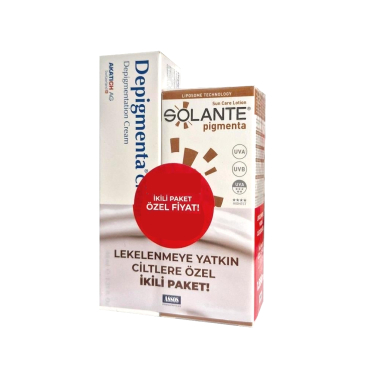 Assos Depigmenta Leke Karşıtı Bakım Kremi 40 ml + Solante Pigmenta Güneş Koruyucu SPF50+ 50 ml Set - Assos