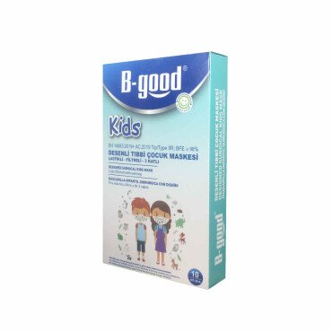 B-Good Lastikli 3 Katlı Cerahi Çocuk Maskesi Desenli 10 Adet - B-Good