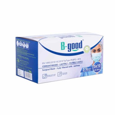 B-Good Lastikli 3 Katlı Cerrahi Maske 50 Adet - B-Good