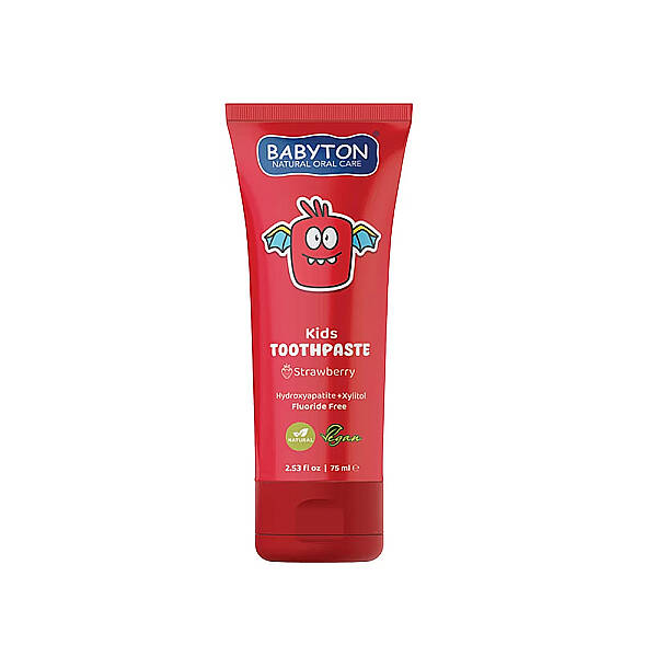 Babyton Kids Toothpaste Hidroksiapatit + Ksilitol Çilekli Florürsüz Diş Macunu 75 ml - 1