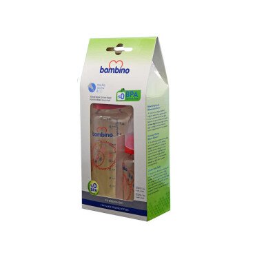 Bambino 2'li Biberon Seti Yavaş Akış - Kırmızı - Çiçek Desenli - Bambino