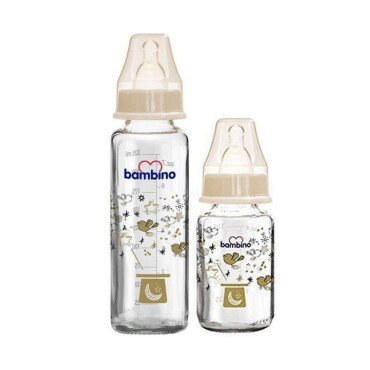 Bambino 2'li Biberon Seti Yavaş Akış - Krem - Kuş Desenli - Bambino