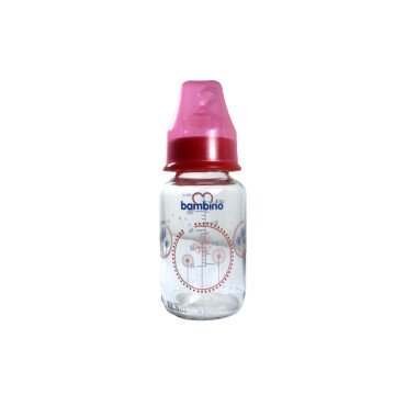 Bambino Cam Biberon 125ml 0+ Ay - Kırmızı - Çiçek - Bambino