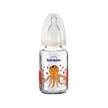 Bambino Cam Biberon 125ml 0+ Ay - Krem - Ahtapot - Bambino