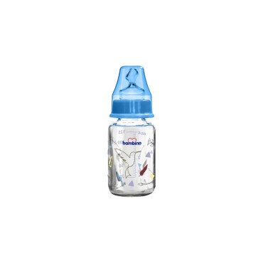 Bambino Cam Biberon 125ml 0+ Ay - Mavi - Kuş Desen - Bambino