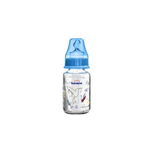Bambino Cam Biberon 125ml 0+ Ay - Mavi - Kuş Desen - 1