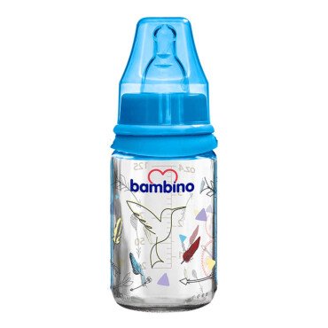 Bambino Cam Biberon 125ml 0+ Ay - Mavi - Kuş Desenli - Bambino