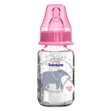 Bambino Cam Biberon 125ml 0+ Ay - Pembe - Fil Desenli - Bambino