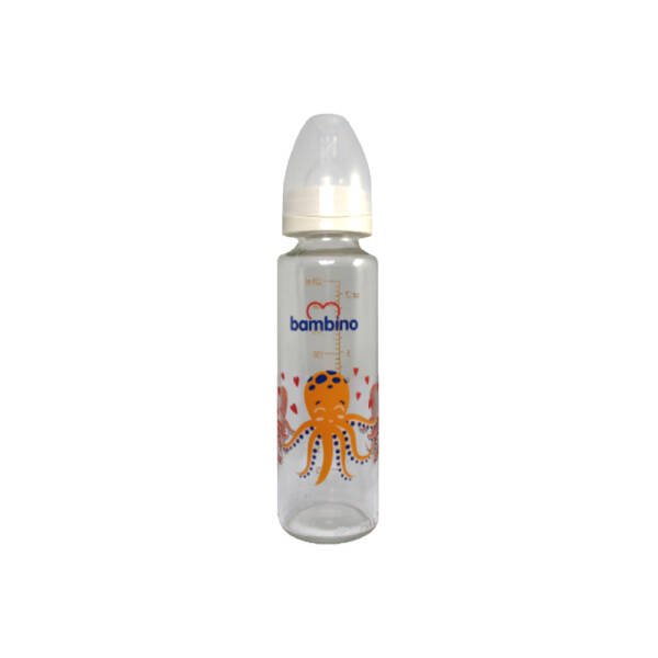 Bambino Cam Biberon 225ml 0+ Ay - Krem - Ahtapot Desenli - 1