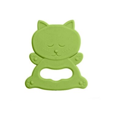 Bambino Kauçuk Yumuşak Diş Kaşıyıcı Yeşil Kedi - Bambino