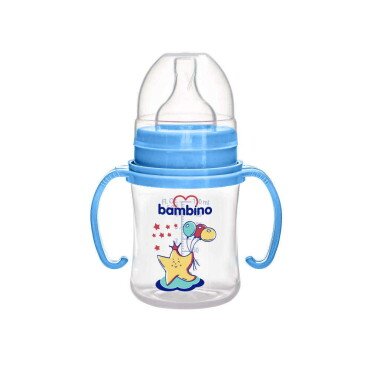 Bambino Kulplu PP Biberon 0 Ay Yavaş Akış 150ml 0+ Ay - Mavi - Yıldız - Bambino
