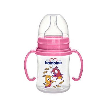 Bambino Kulplu PP Biberon 0 Ay Yavaş Akış 150ml 0+ Ay - Pembe - Civciv - Bambino