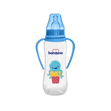 Bambino Natural PP Kulplu Biberon 250ml 0+ Ay - Mavi Ahtapot - Bambino