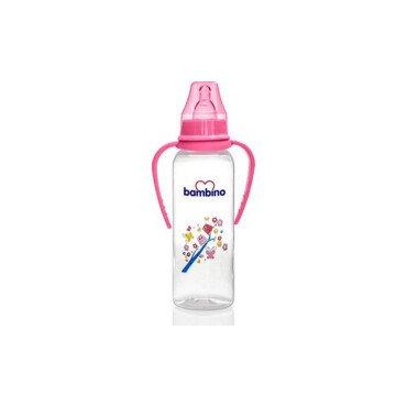 Bambino Natural PP Kulplu Biberon 250ml 0+ Ay - Pembe Kuşlu - Bambino