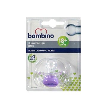 Bambino Silikon Kiraz Uçlu Emzik 18+ Ay Mor - Bambino