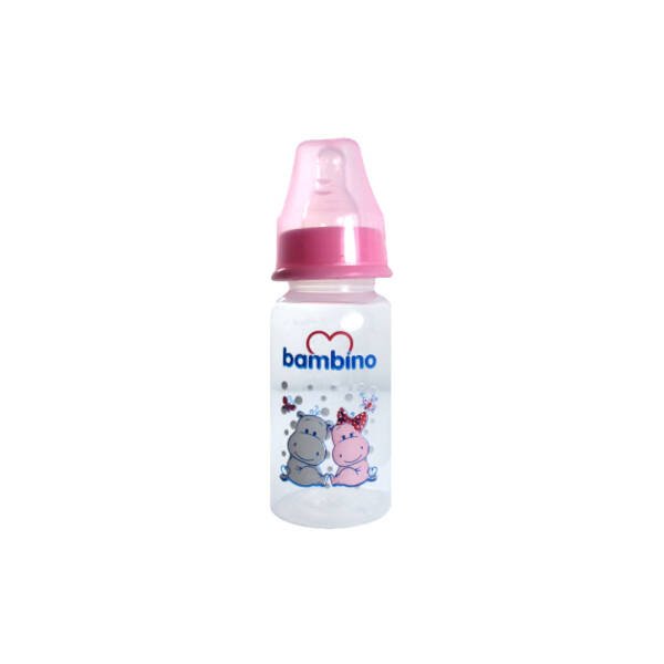 Bambino Standart PP Biberon 150ml 0+ Ay - Pembe - Hipopotam - 1