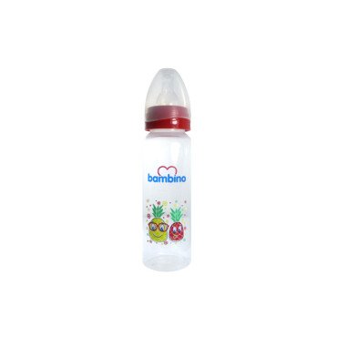 Bambino Standart PP Biberon 250ml 0+ Ay - Kırmızı Ananas Desenli - Bambino