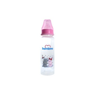 Bambino Standart PP Biberon 250ml 0+ Ay - Pembe - Hipopotam Desenli - Bambino