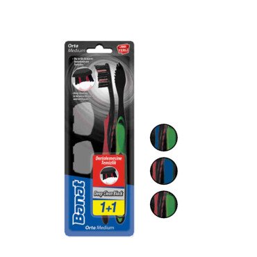 Banat Deep Clean Black 1+1 Medium Diş Fırçası Seti - Banat