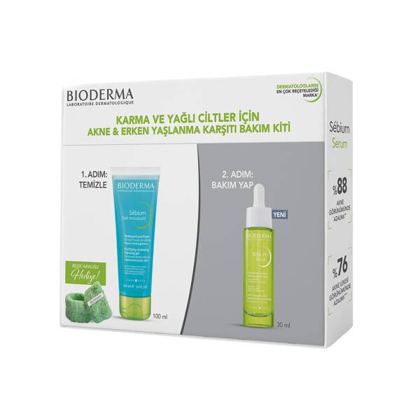 Bioderma Sebium Akne ve Erken Yaşlanma Karşıtı Bakım Kiti - Bilek Havlusu Hediye! - 1