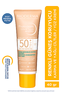 Bioderma Photoderm Cover Touch Mineral SPF 50 Renki Güneş Koruyucu 40 gr - Light - Bioderma (1)