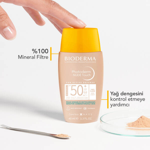 Bioderma Photoderm Nude Touch Very Light SPF50+ Renkli Güneş Koruyucu Krem 40 ml - 3