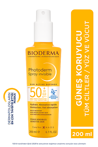 Bioderma Photoderm Tüm Ciltler için Sprey Form SPF50+ Yüksek Korumalı Güneş Kremi 200 ml - 2