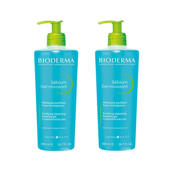 Bioderma Sebium Foaming Gel Yüz Temizleme Jeli 500 ml İkiz Set - 1