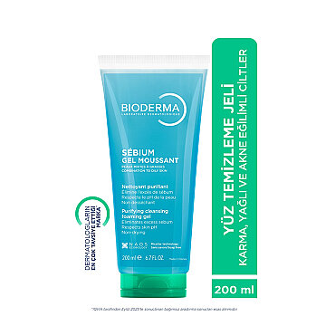 Bioderma Sebium Foaming Gel - Karma, Yağlı ve Akne Eğilimli Ciltler için Yüz, Vücut Temizleme Jeli 200 ml - Bioderma (1)