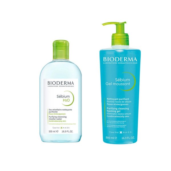 Bioderma Sebium H2O 500 ml + Sebium Foaming Gel 500 ml - 1