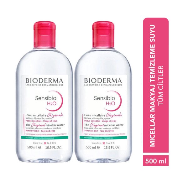 Bioderma Sensibio H2O Temizleme Suyu 500 ml İkiz Set PUANSIZDIR - 2