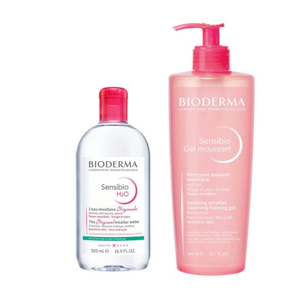 Bioderma Sensibio H2O Temizleme Suyu 500 ml + Sensibio Foaming Gel Temizleme Jeli 500 ml Set - 1