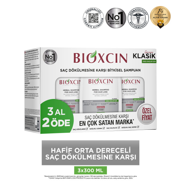 Bioxcin Klasik Yağlı Saçlar İçin Şampuan 3x300ml - 2