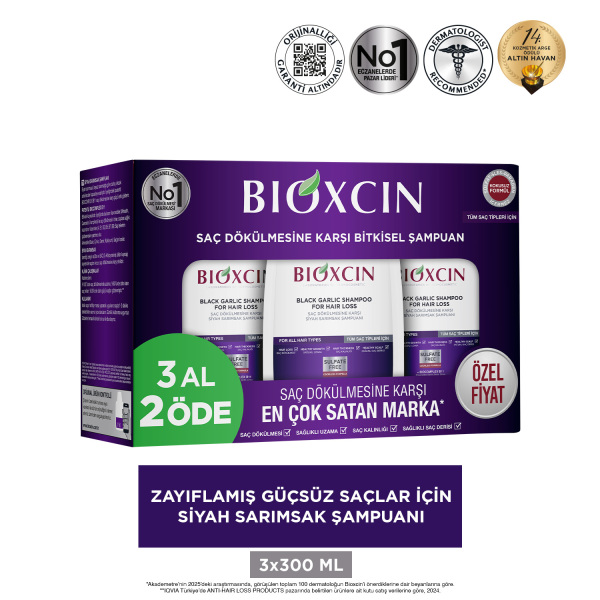 Bioxcin Siyah Sarımsak Şampuanı 3x300ml Set - 2