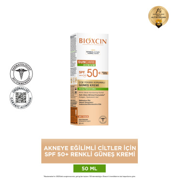 Bioxcin Sun Care Çok Yüksek Korumalı Akneye Eğilimli Ciltler İçin Renkli Güneş Kremi SPF50+ 50ml - 2