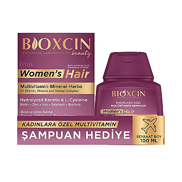 Bioxcin Women's Hair 30 Tablet + Kadınlara Özel Multivitamin Şampuan 100 ml Hediye - Bioxcin