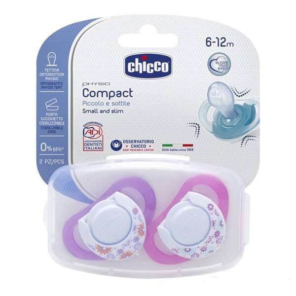Chicco Emzik Physio Compact Kız 2'li Silikon 6-12 Ay - 1