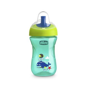 Chicco Pipetli Eğitim Bardağı 12 Ay+ Yeşil Yunuslu 266ml - Chicco