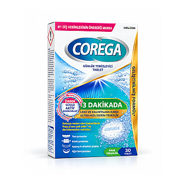 Corega 3 Dakikada Günlük Temizleyici Nane Ferahlığı 30 Tablet - Corega