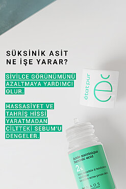 Etat Pur Pure Active Süksinik Asit %2 Hassas Ciltler için Akne ve Leke Karşıtı Konsantre Bakım Serumu 15 ml - 6
