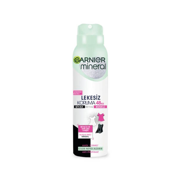 Garnier Mineral Lekesiz Koruma 48sa Siyah Beyaz Renkli Çiçeksi Koku Deodorant 150ml - 1