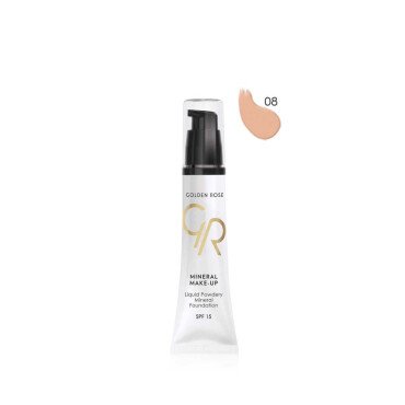 Golden Rose Mineral Make-Up 08 Liquid Powdery Foundation 35ml - Golden Rose
