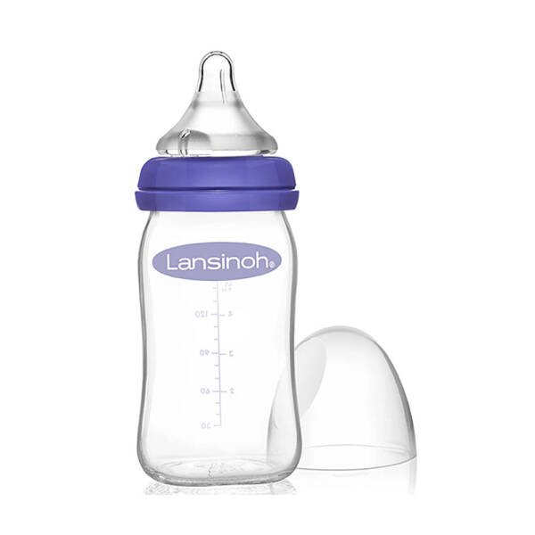 Lansinoh Cam Biberon 160ml + NaturalWave Biberon Emziği Yavaş Akış - 1