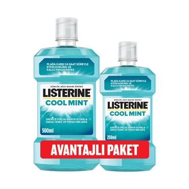Listerine Cool Mint 500ml + Cool Mint 250ml Ağız Bakım Suyu Avantajlı Paket - Listerine