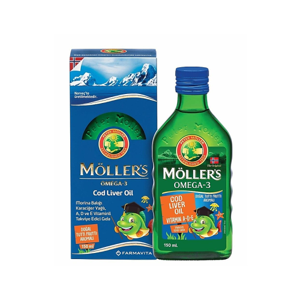 Möller's Omega-3 Cod Liver Oil Doğal Tutti Frutti Aromalı Takviye Edici Gıda 150 ml - 1