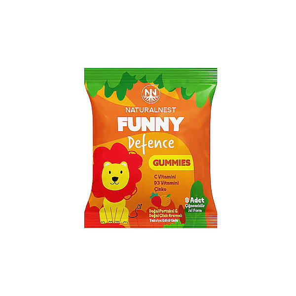 Naturalnest Funny Defence Gummies Doğal Portakal & Doğal Çilek Aromalı Takviye Edici Gıda 8 Adet Çiğnenebilir Jel Form - 1