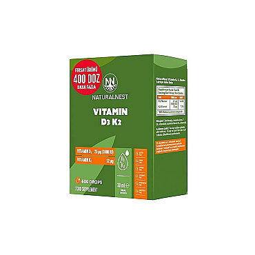 Naturalnest Vitamin D3 K2 1000IU Oral Damla Takviye Edici Gıda 30 ml - Naturalnest