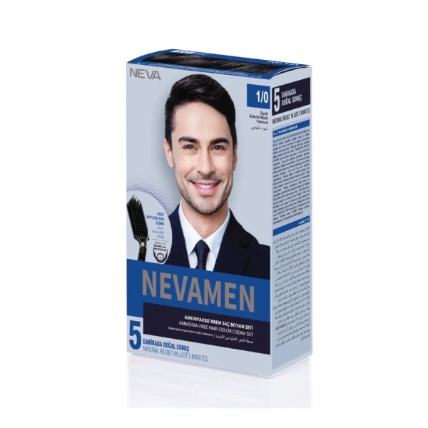 Neva Nevamen 1/0 Siyah Amonyaksız Krem Saç Boyası Seti - 1